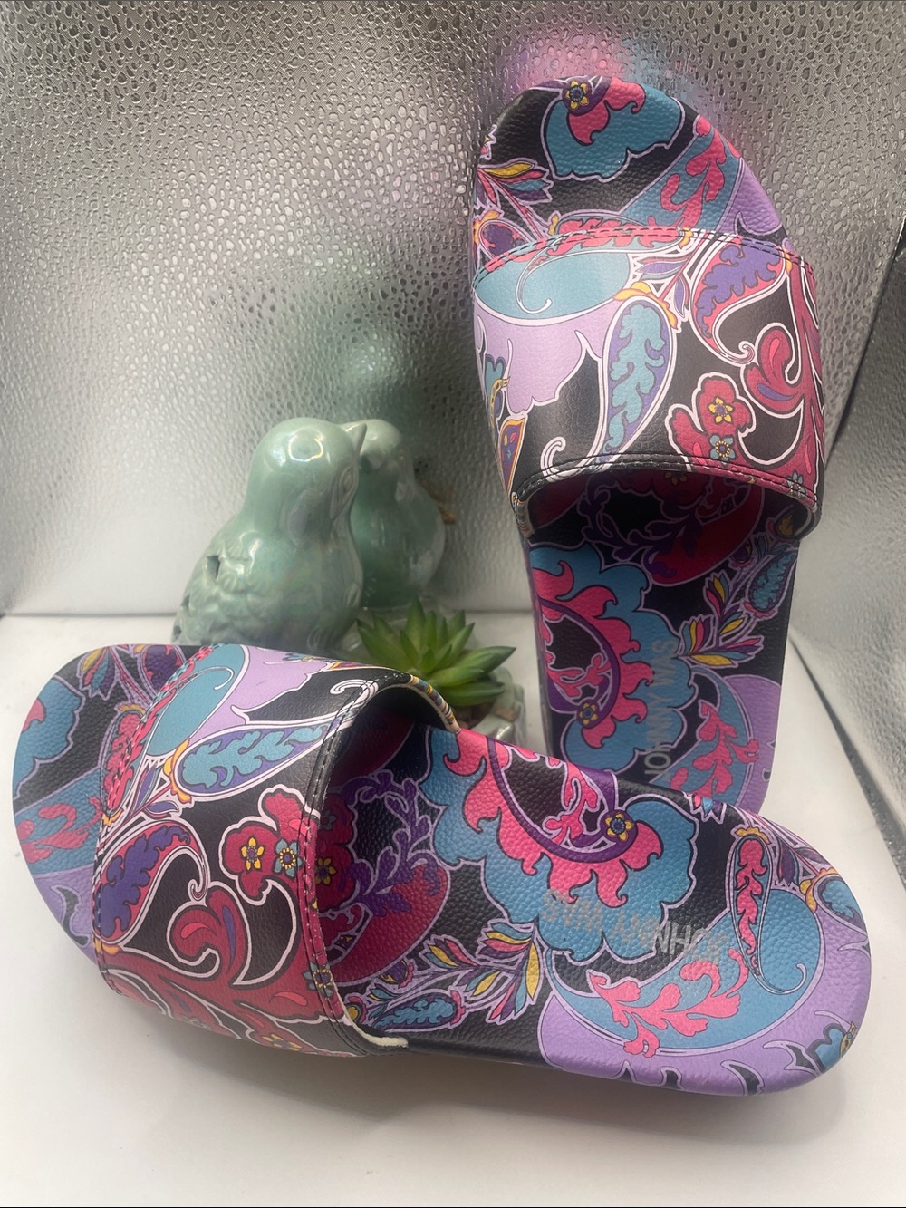 Johnny Was Multicolor Paisley Slide Wedges